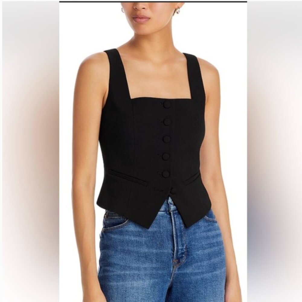 PAIGE Irene Top - Black Button-Down Vest - 6